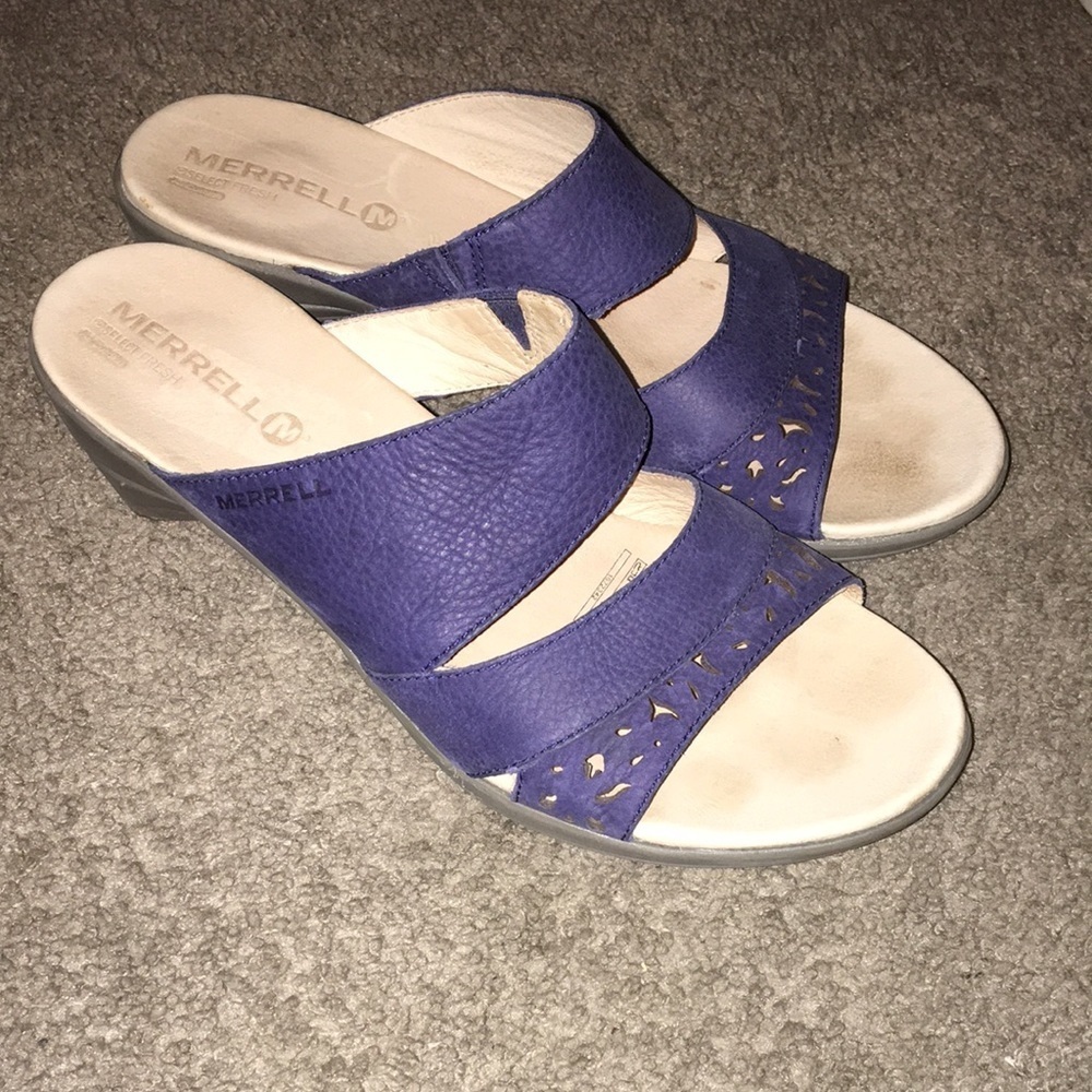 Merrell Select Fresh Slide Sandals Blue Leather
